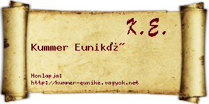 Kummer Euniké névjegykártya
